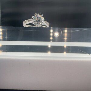 Moissanite Ring 1 CT 925 Sterling Silver Adjustable